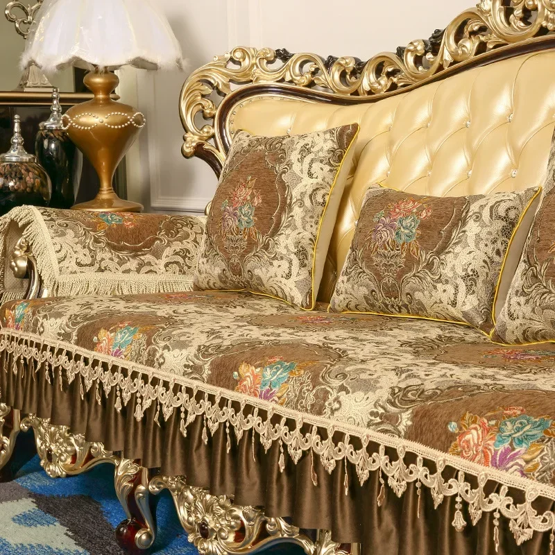 17cm Edge Anti Slip Luxury All-season Universal Sofa Cushion Summer Full Coverage Fabric Modern Retro Sofa Cushion 4