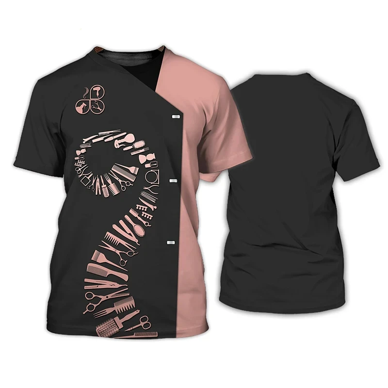 T-shirt Homme Style Coiffeur - Imprimé 3D Barbier - Taille L - Neuf Sans étiquette