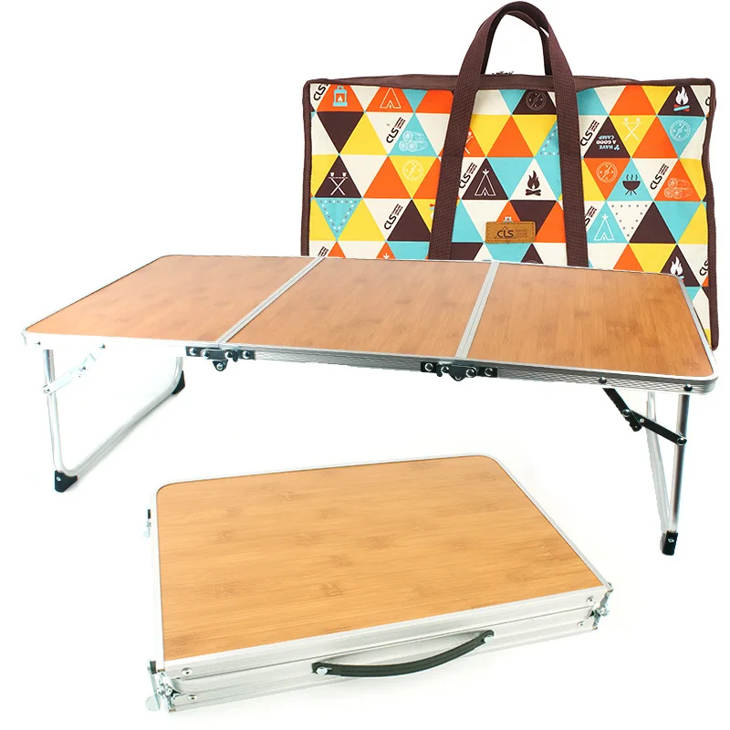 Outdoor Picnic Barbecue Bamboo Wood Bamboo Board Table Camping Portable Portable Folding Table Simple Furniture Computer foldable table
