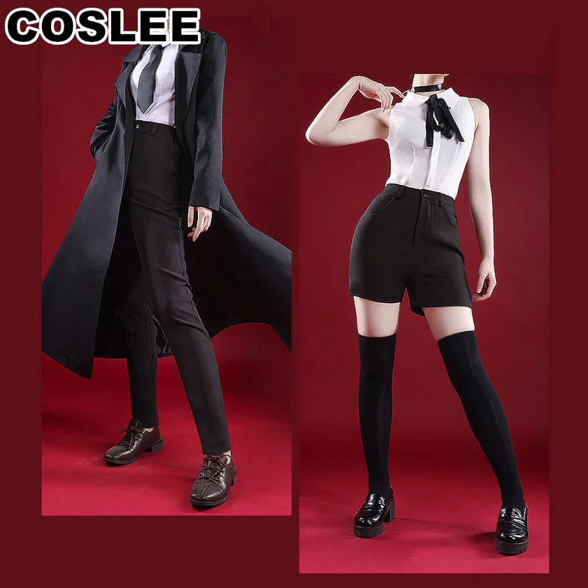 

COSLEE Anime Chainsaw Man Makima Reze Devil Cosplay Costume Devil JK School Uniform Coat Shirt Pants Tie Halloween Party Outfit