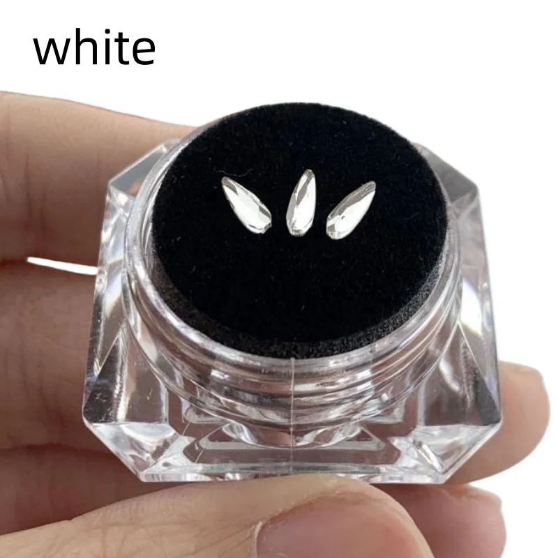 3개/박스 2*6mm 물방울 모양 치아 드릴 크리스탈 보석 DIY 장식 재료 치아 미용 다이아몬드 장식품