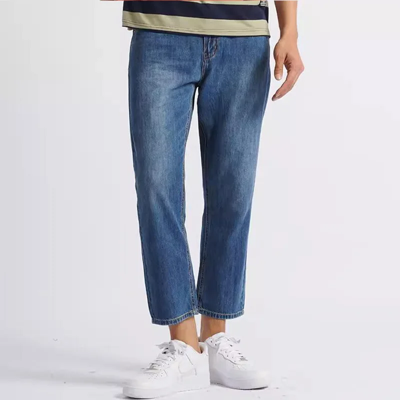 Summer 2024 Men's Denim Jeans Classic Thin Loose Straight Pants Soft Cotton Comfortable Brand Male Blue Trousers Boyfriends Gift