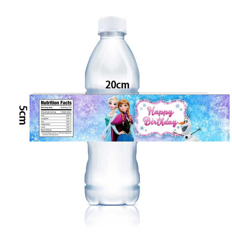 thumbnail image 1 of Etiquetas para envolver botellas de agua de Frozen, Anna y Elsa, etiquetas de cumpleaños, pegatinas, Blancanieves, Cenicienta, princesas, decoración para fiestas de cumpleaños infantiles, 1 of 5