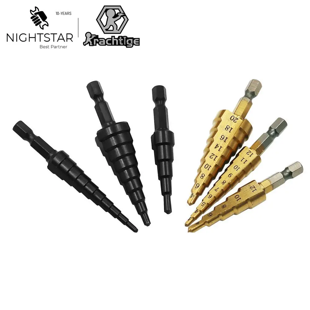 3Pcs Step Drill Bit Set Metric High Speed Steel Titanium Nitride Step Drill Bit Total 3-12mm 4-12mm 4-20mm for Steel Metal Wood 3pcs set step drill bit set flute step drill bit impact unibits bit for stainless steel wood stainless steel wood