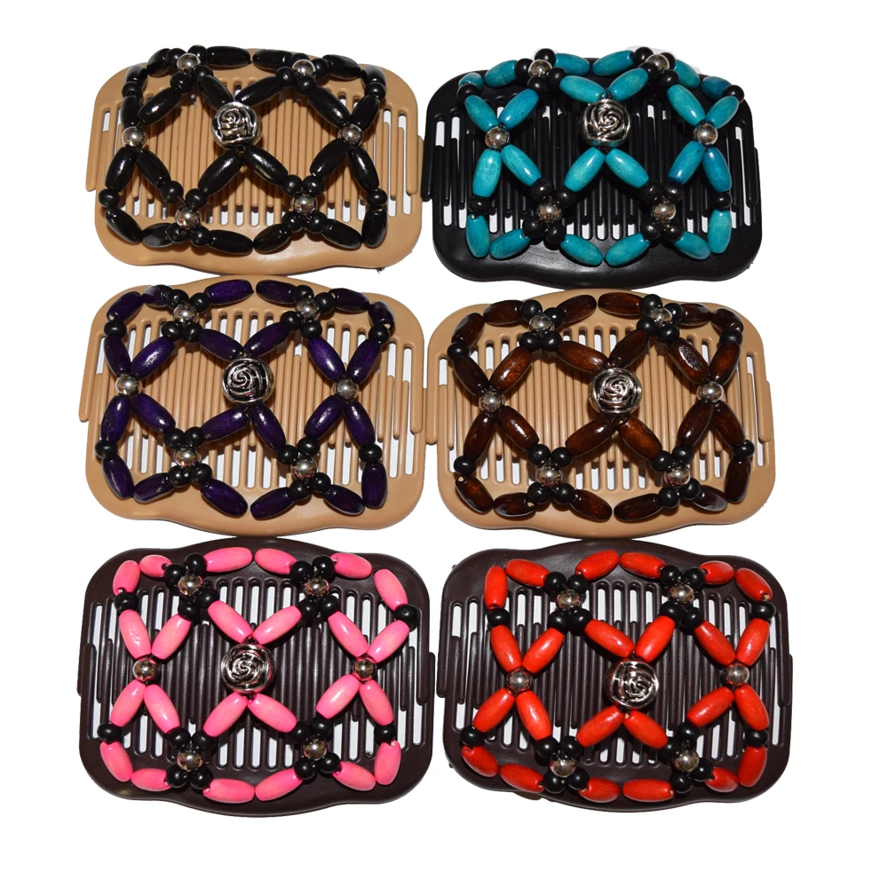 500 pcs/lot mix   model  Fashion magic Hair Combs mix lot wooden  Beaded Hair Clips accessories