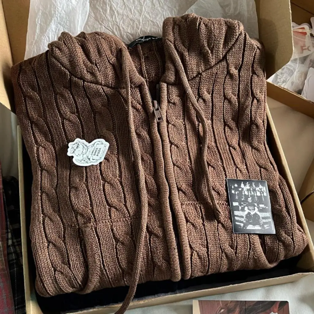 トップス y2k archive fake suede knit cardigan 3 Y2K Cardigans