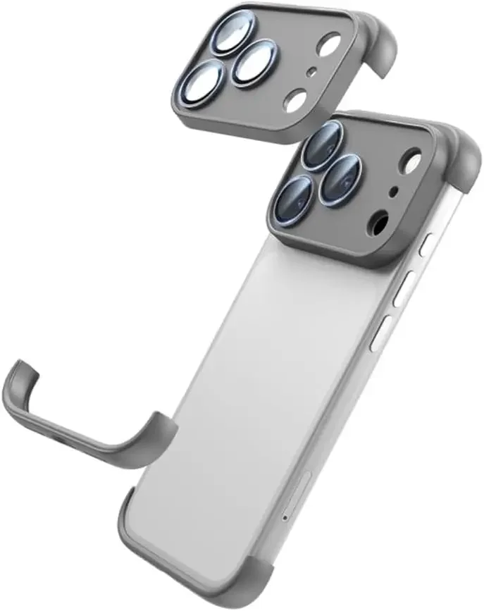 Sleek Orange Frameless Corner Case with Camera Lens Protector