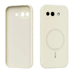 Premium Liquid Silicone Glossy Magnetic Phone Case with Built - In Flocking Lining - Google Pixel 10 (Beige)