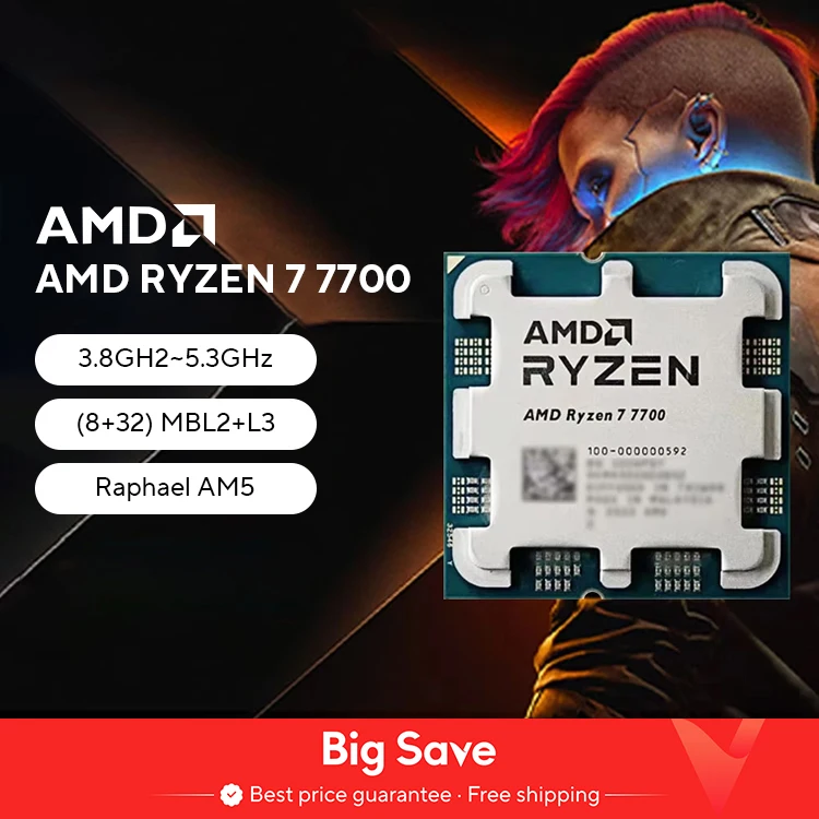 AMD Ryzen7 7700 新品 New) AMD Ryzen 7 7700 Processor R7 7700 CPU 8-Core 3.8 GHz