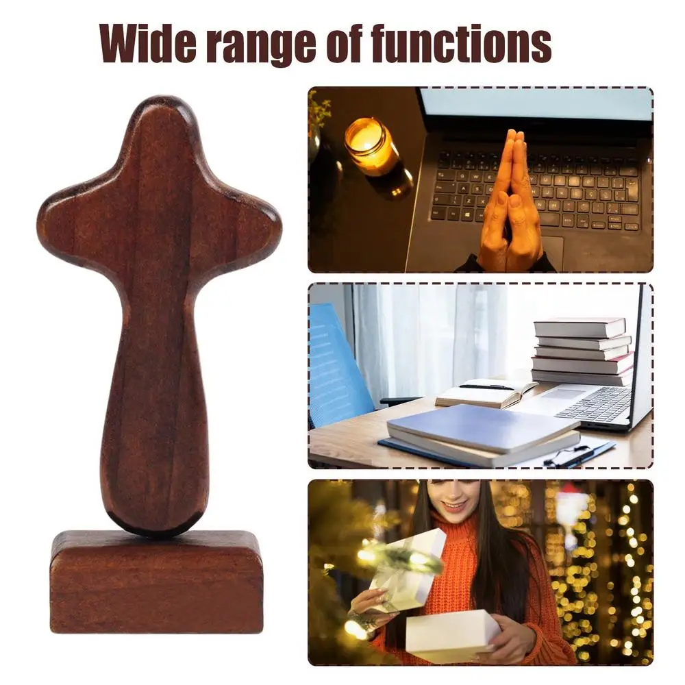 Description Picture 6 of itemTabletop Crosses Wooden Sculpture Decoration Wooden Christian Statue With Magnetic Base Church Home Shelf Tabletop Ornaments