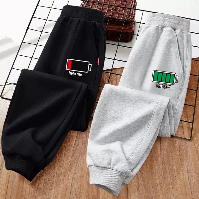 Children Autumn Trousers Battery Pattern Long Pant Boys Jogging Sweatpants Teen Brand Clothing 3-14Y