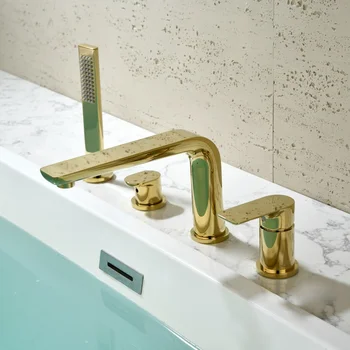 ก๊อกน้ำอ่างอาบน้ำสีทองขัดเงา ก๊อกผสมอ่างอาบน้ำทองแดงสีทอง ก๊อกน้ำอ่างอาบน้ำสีดำ ก๊อกน้ำอ่างล้างหน้า 1