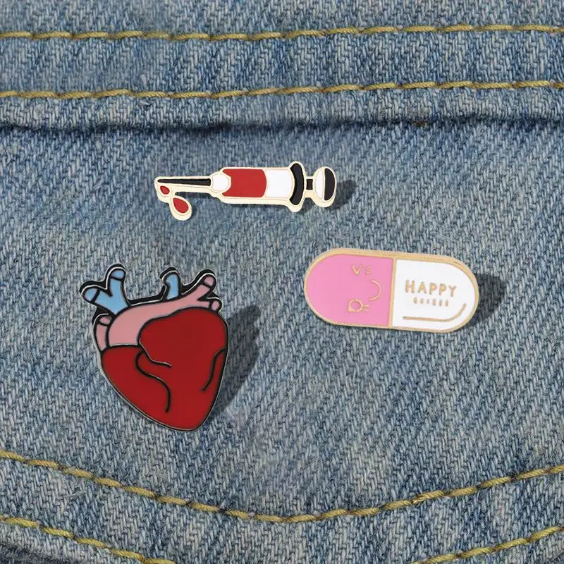 

Hot Creative Medical Pins Heart Blood Vessel Medicine Needle Brooch Gifts for Surgeon Nurse Doctor Bag Denim Accessories Jewelry