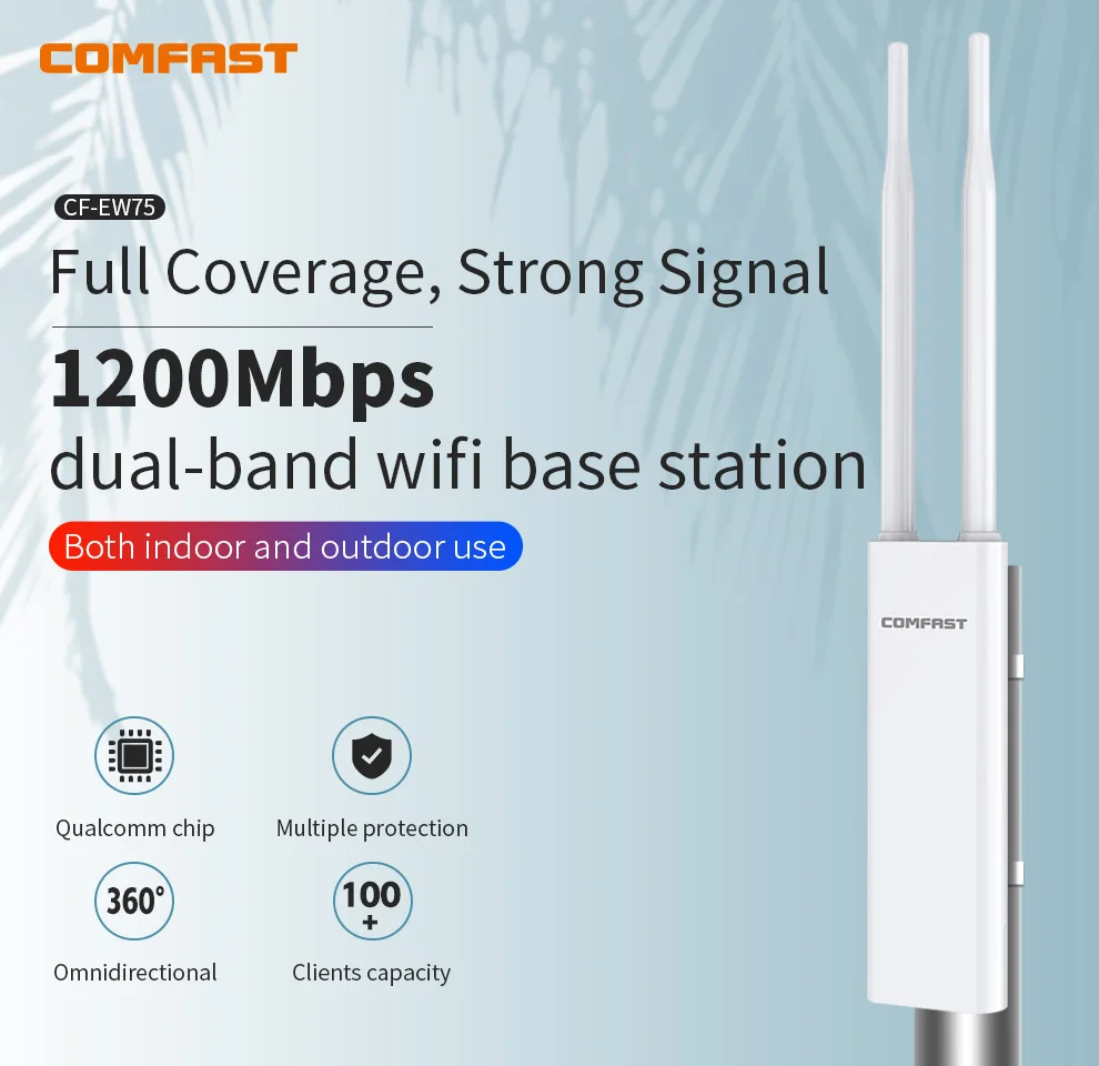 

High Power Outdoor Router AP 1200M WiFi Signal Booster 2.4/5Ghz Wireless Access Point Gigabit Wi Fi Repeater Long Range Extender