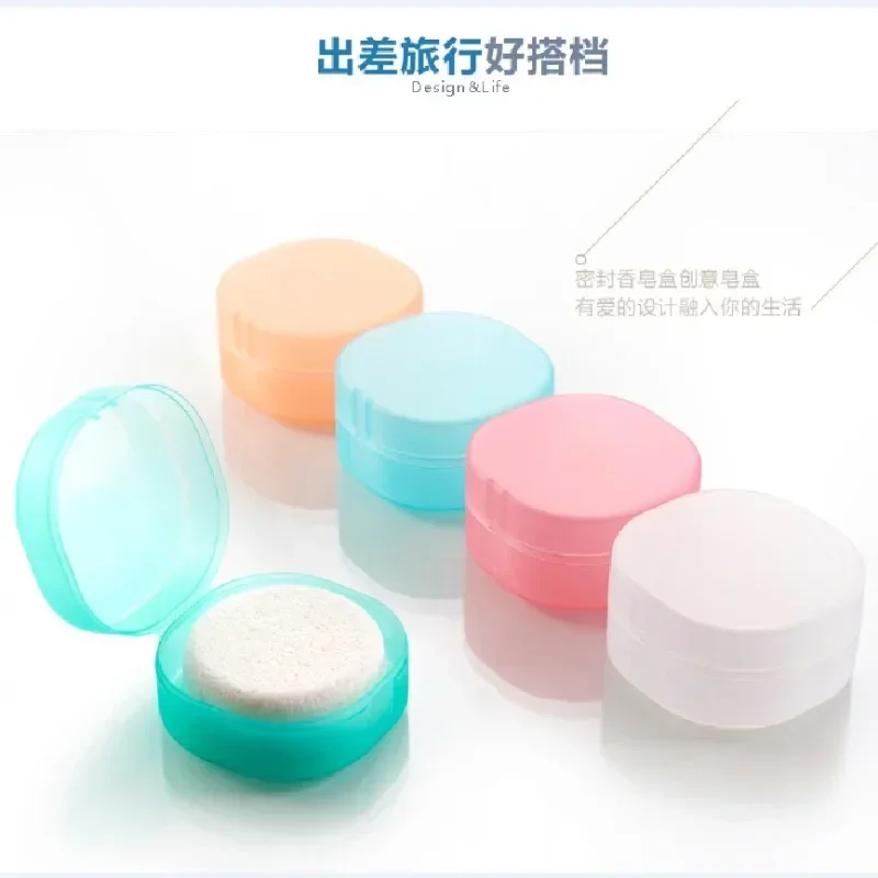 Q version fashion simple travel soap box Sponge soap box Candy 5 color conjoined round soap box