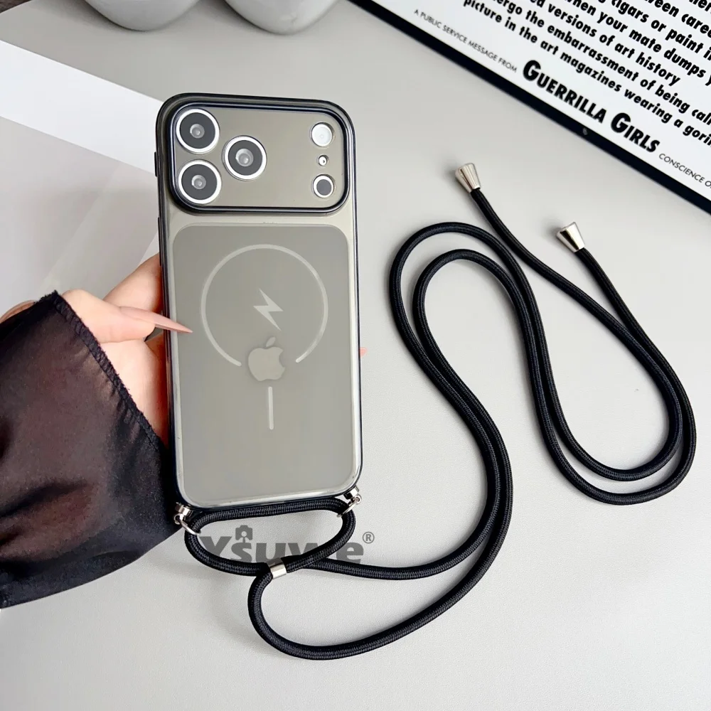 Crystal Clear Crossbody Necklace Lanyard Phone Case with Transparent Strap