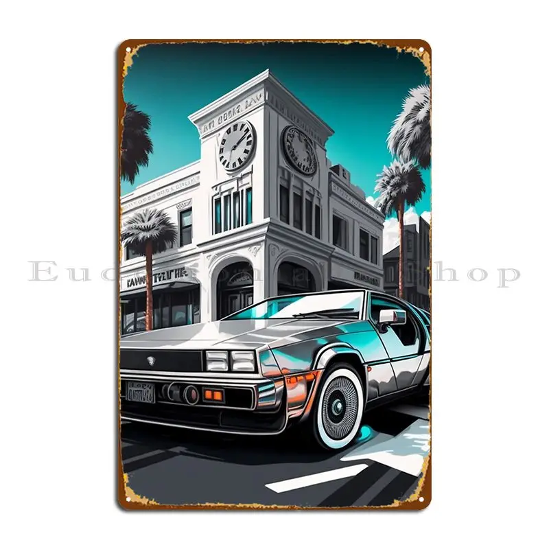 Time Machine Car Metal Signs Club Custom Pub Murale Design Wall Murale Tin Sign Poster
