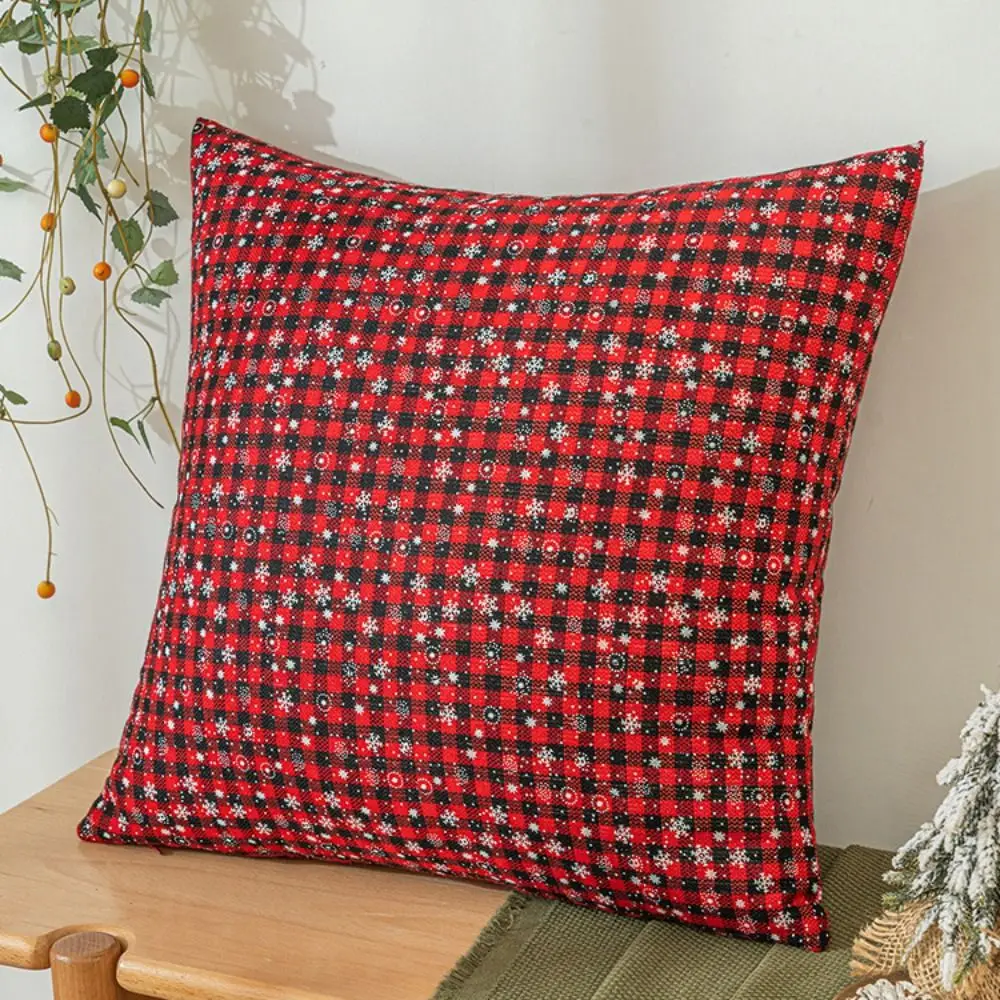 Home Decor Snowflake Pattern Christmas Pillowcase Square INS Style Throw Pillowcover 45x45cm Red Cushion Cover Sofa/Bed