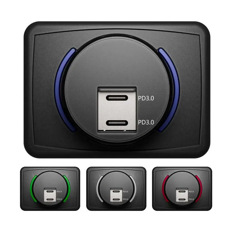 double PD 3.0 Charger Socket For RV USB Outlet Adapter Quick Charger Car USB Socket With USB Charging Ports Power Socket