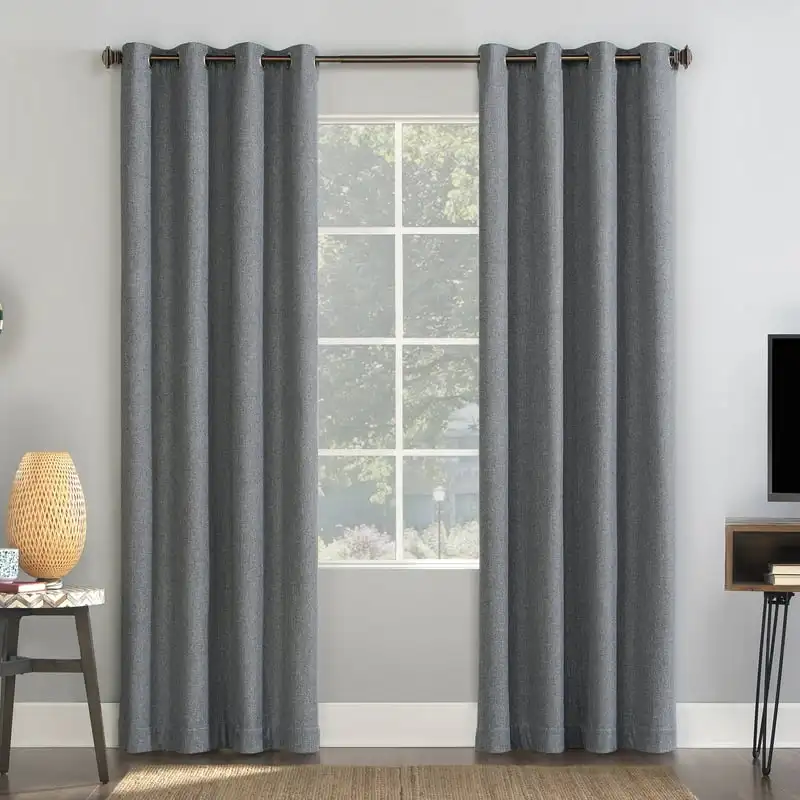

Herringbone Draft Shield Fleece Insulated 100% Blackout Grommet Curtain Panel