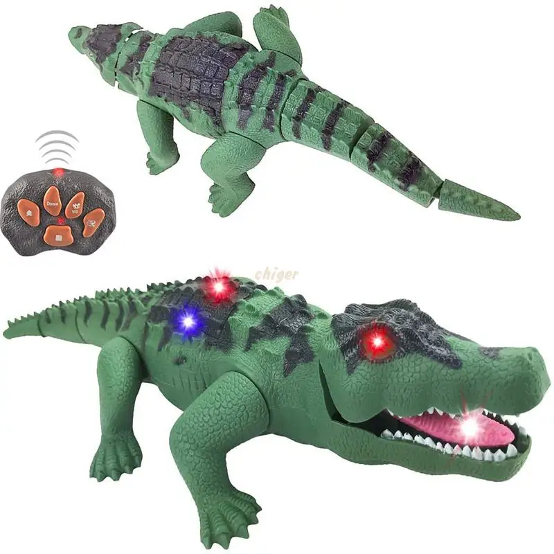 

Kids Remote Control Alligator with LED Lights Walking Roaring Sound Realistic Electric Crocodile RC Novelty Toy Gifts for Boys