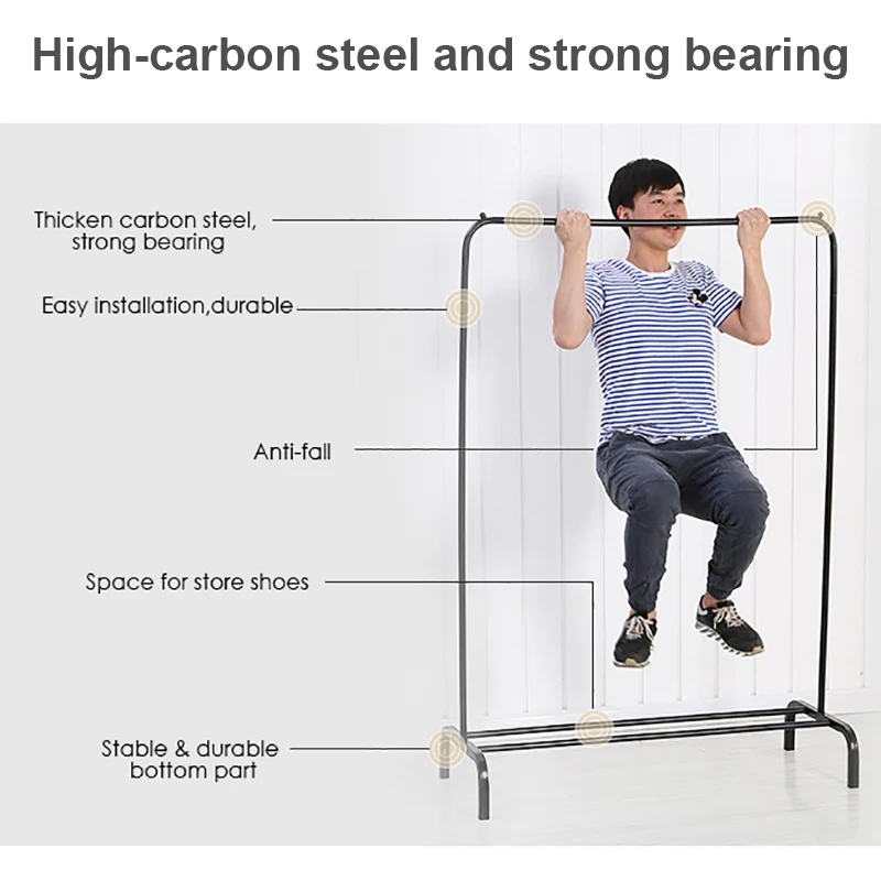 Garment Rack Free-standing Clothes Rack with Top Rod,Coat Rack Clothes, Hanger Wardrobe ,Clothes for Rack Lower Storage