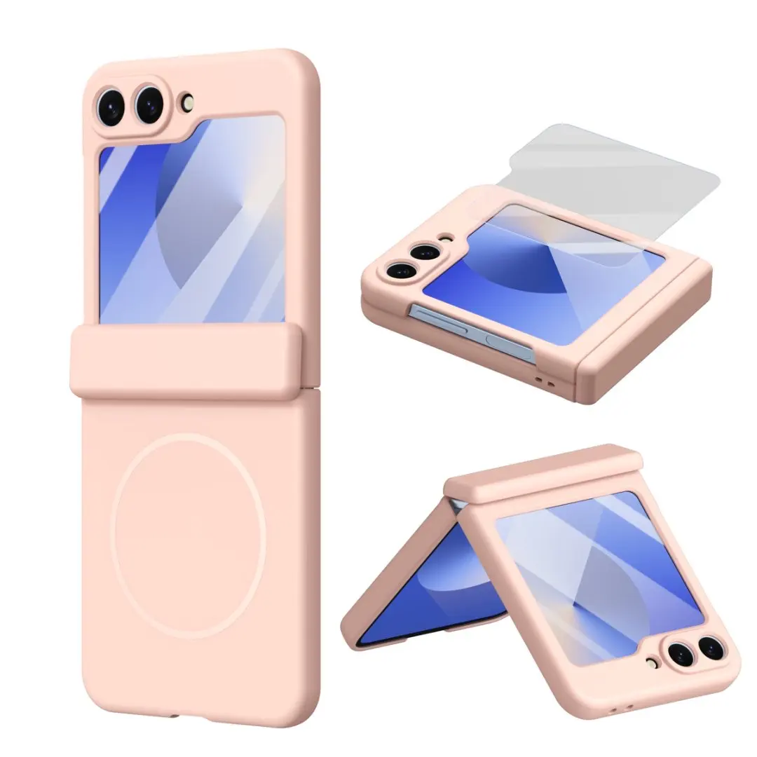 Magnetic Hinge Protection Phone Case with Built-in Glass Film