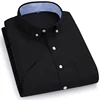 Men Oxford Fabric Shirts Turn Down Collar Front Pocket Button Short Sleeve Solid Color Summer Smart Casual Shirts Dress 2