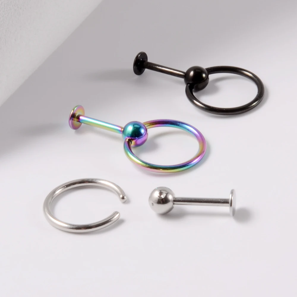 24-Piece Stainless Steel Ball Labret Stud Set With Cubic Zirconia - 1.2x8x3mm, 8mm Bar, 3mm Top (Unisex) 12 thumbnail image