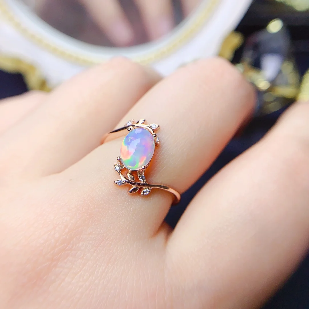 Opal Ring Silver 925 Ring Engagement Rings for Women Luxury