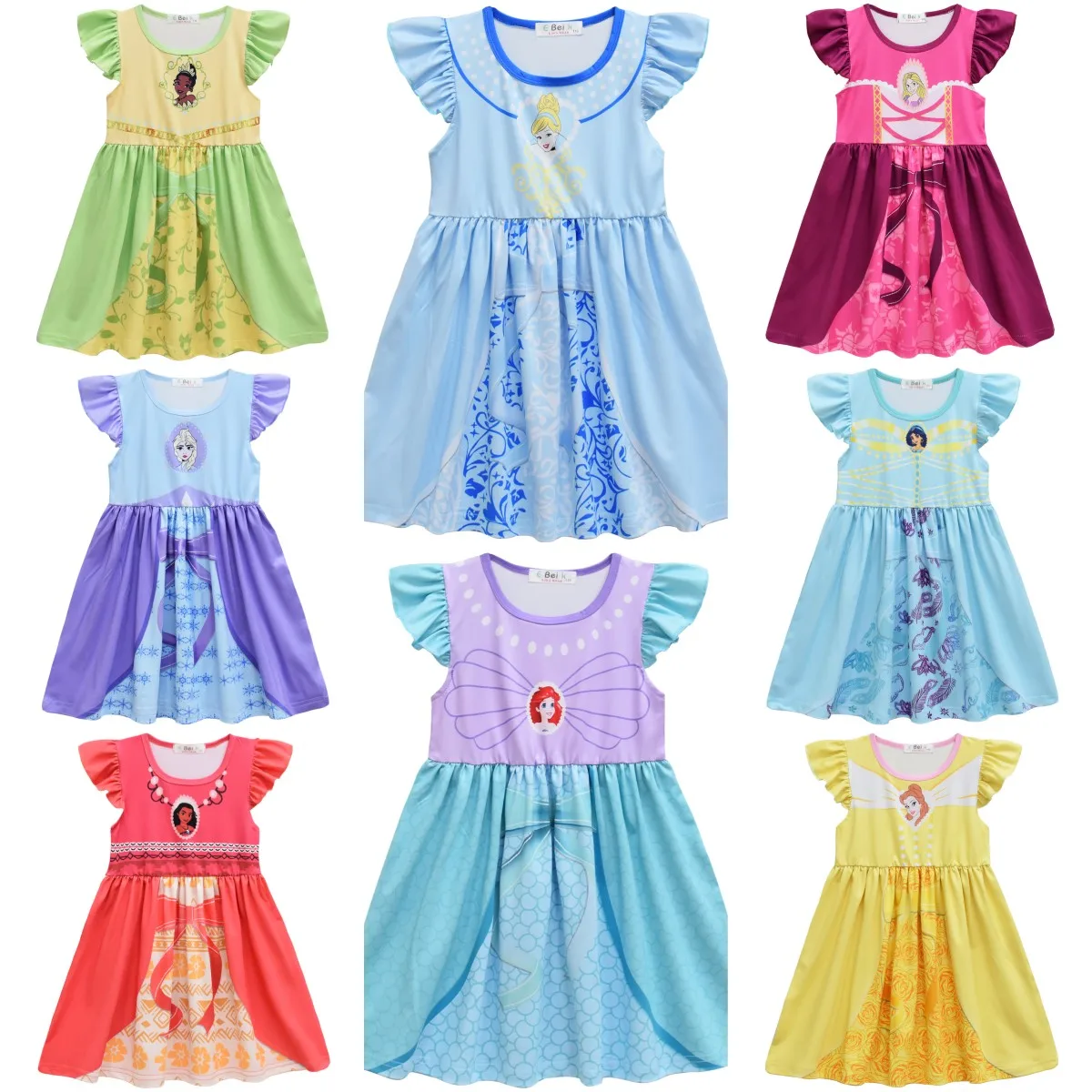 

Disney Frozen Elsa Princess Dress Summer Cute Fly Sleeve Milk Silk Skirt Birthday Party Skirt for Kids Toddler Girl Clothes