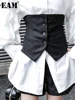 [EAM] Women Black Button Split Joint Asymmetrical Loose Fit Vest New Sleeveless   Fashion Tide Spring Autumn 2025 1K371 1