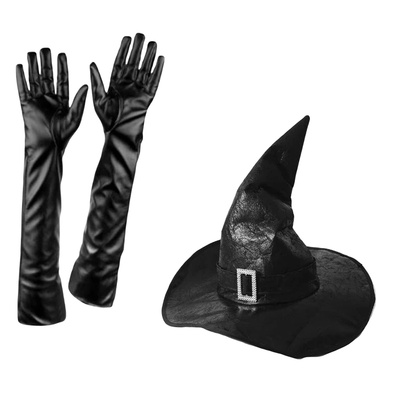Sombreros de bruja de cuero para Halloween, gorro de Mago para disfraz de fita, sombrero de adultos, puntiagudo, 2021 / Accorios de cosplay