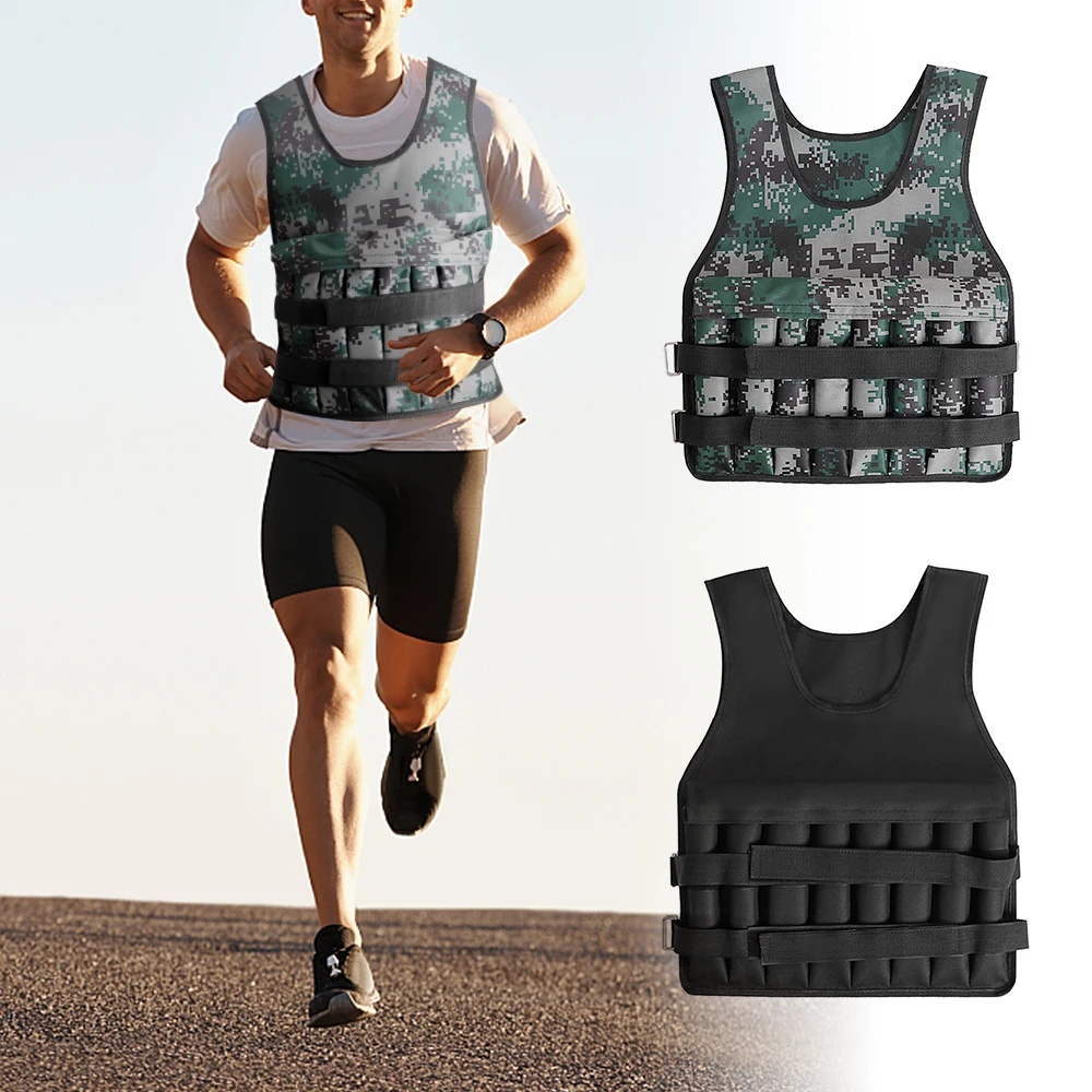 Weighted Vest 15/20/35/50KG Loading Adjustable Weight Waistcoat Jacket Training Workout Gym Fitness Equipment Sand Clothing