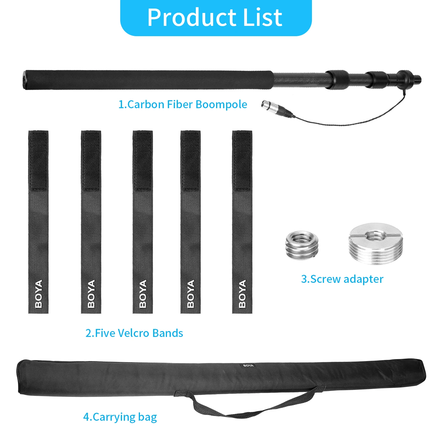 BOYA BY-PB25 Universal Carbon Fiber Boompole with Internal XLR Cable (2.5m)