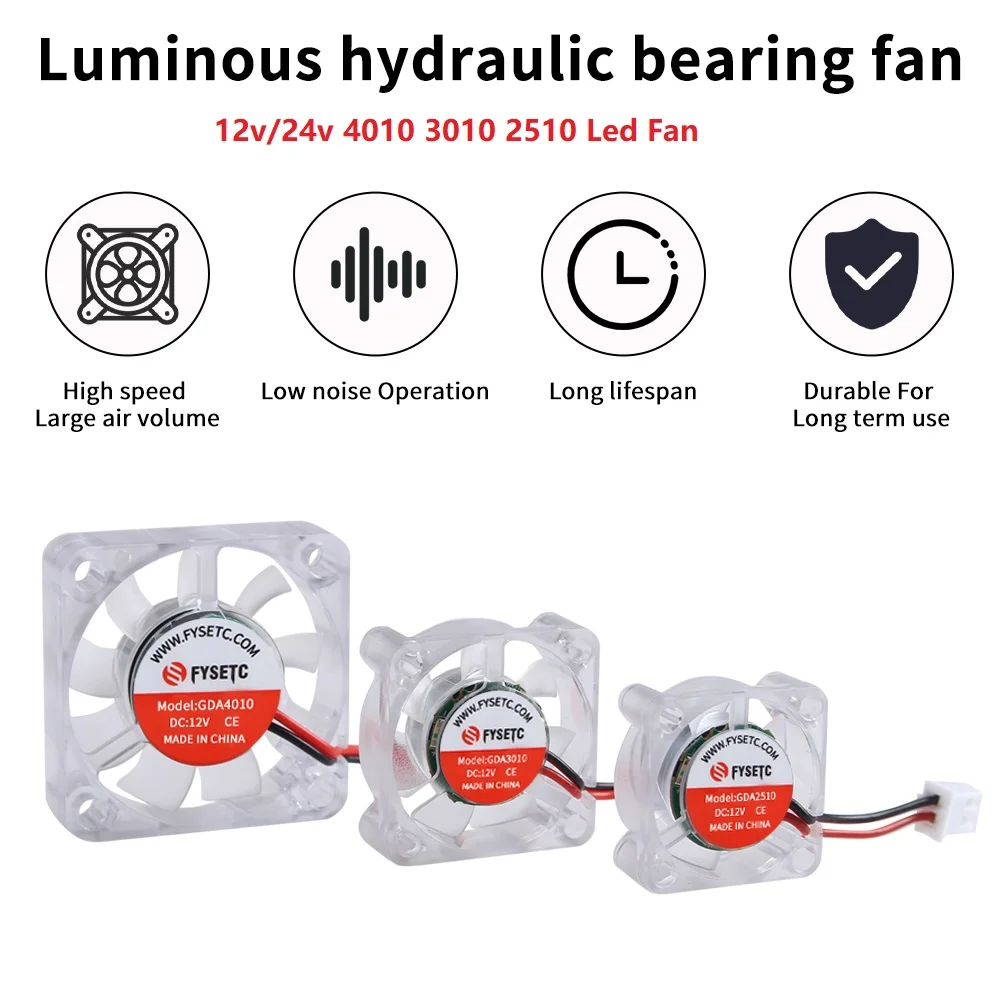 Luminous Hydraulic Fan 12V/24V Luminous Quiet Cooling Fan for Voron Ender Prusa MK3 MK4S 3D Printers