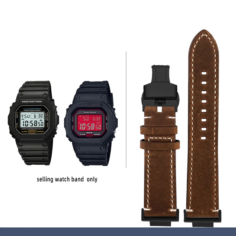 Correa de piel de vaca vintage DW5600 para reloj G-SHOCK Casio DW-5600 GW-B5600 GW-M5610 Correa de piel vintage reacondicionada de 16 mm