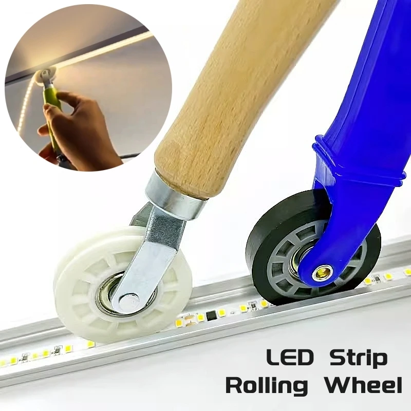 PATIKIL Rullo Per Installazione Strisce LED - 2 Pezzi, Canale A U Con Ruote E Manico In Legno, Per Strisce Da 5-8 Mm, Utensile Fai Da Te Professionale