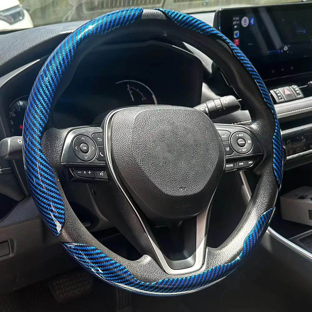 Carbon Fiber Car Steering Wheel Cover 3PCS Non-Slip Washable Anti Dust Interior Auto Accessories