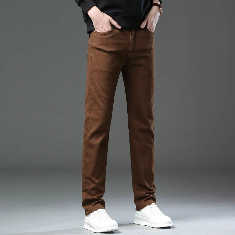 Autumn And Winter Men's Jeans New Large Size 29 44 Casual Pants Male Straight Elastic High Waist Trousers Fashion Color Pants 4