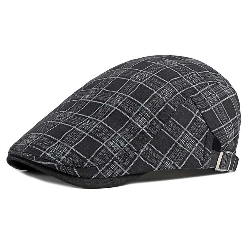 Fashion Fine Stripe Lattice Berets Hat Women Men Spring Summer Plaid Visors Red Green Blue Duckbill Herringbone Flat Cap newsboy beret Berets