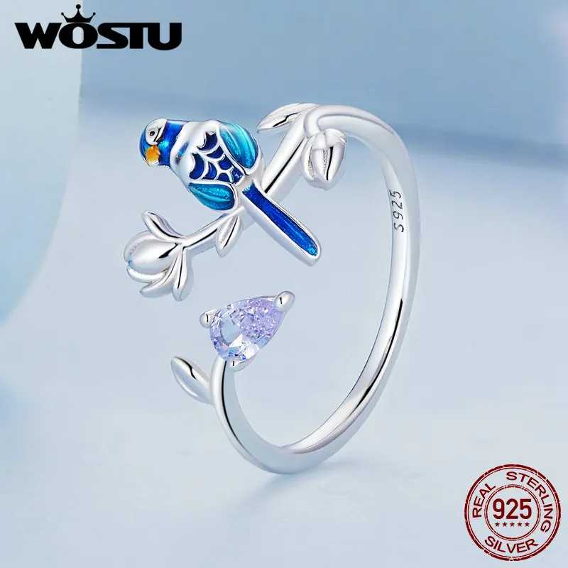 WOSTU 100% 925 Sterling Silver Bird Open Ring For Women Party