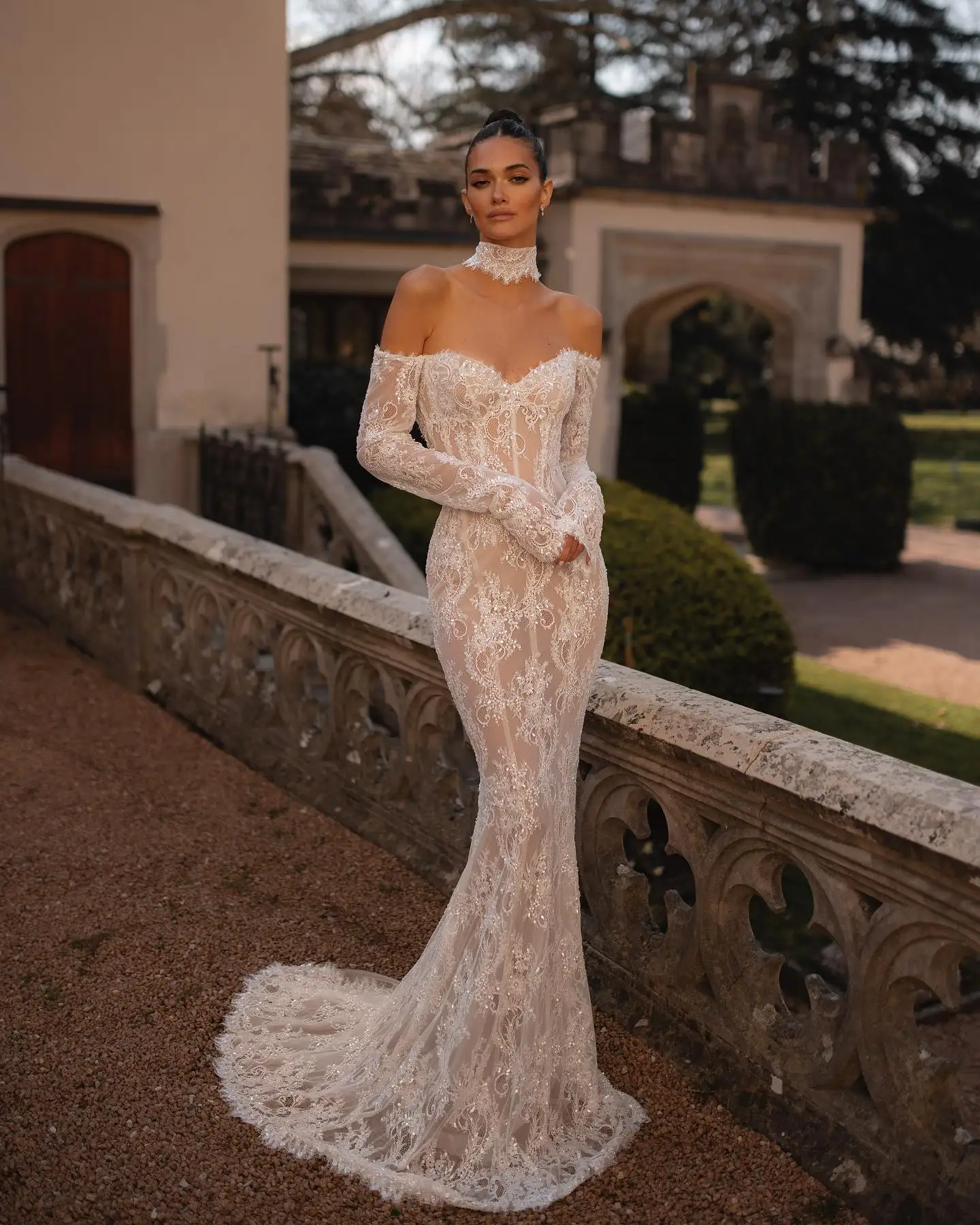 

POMUSE White Luxury Sweetheart Wedding Dresses Lace Appliques Mermain Bride Dress Custom Made Vestido De Novia for Women
