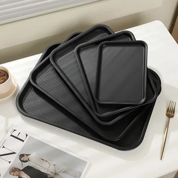Vassoio da portata rettangolare nero antiscivolo per ristorante cinese Servizio di torte e tè fast food Stoviglie commerciali durevoli per hotel 1