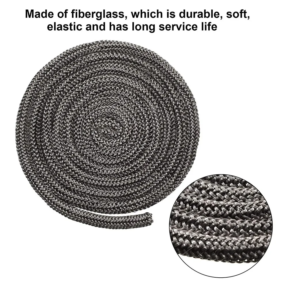 Wood Burning Stove Seal 1PC 10mm 2m Fiberglass Rope Seal Black Stove/Fire Rope Wood Burning Stove Length Log Burner Door Seal For Fireplaces Stoves fiberglass rope