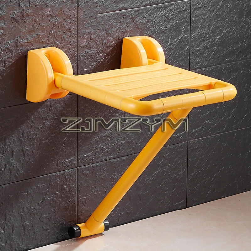 Foldable Bathroom Stool Shower Seat Wall- mounted Non-slip Toilet Senior Thickened Steel Shower Chair 2