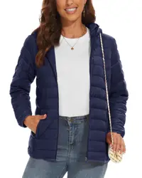 TACVASEN Women's Quilted Puffer Jacket - Warm, Lightweight Winter Windbreaker Coat - CN 3XL (US 2XL) (Navy Blue)