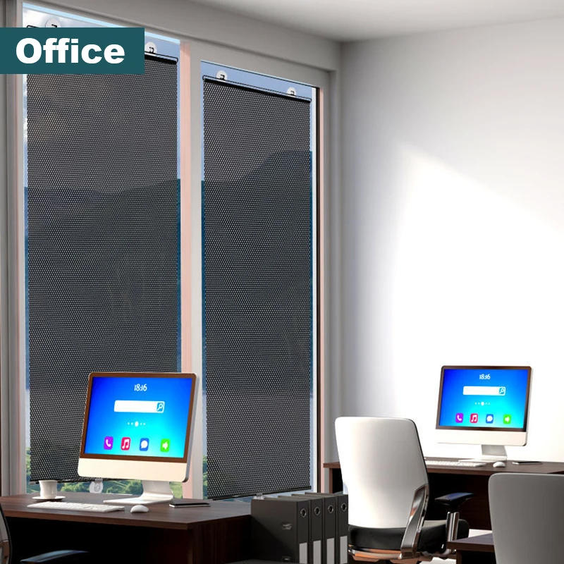 Roller Blinds Universal Roller Blinds Suction Cup Sunshade Blackout Curtain Car Bedroom Kitchen Office Window Sun-shading Curtains Nail-free
