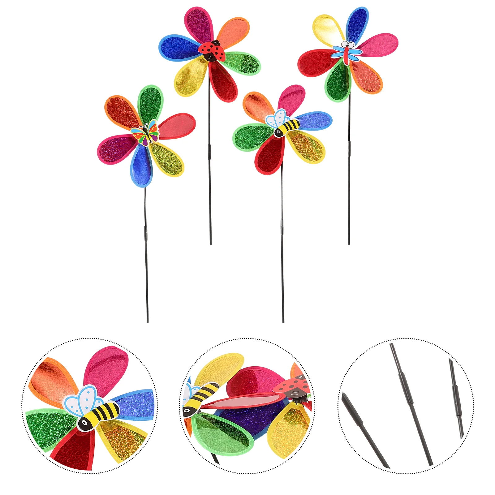 

4 Pcs Home Decoration Handheld Pinwheel Windmill Patio Decorative Plastic Colorful Lawn Garden Forniture