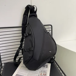 Large Capacity Unisex Chest Sling Bag - Casual Travel Crossbody Nylon Shoulder Backpack (Black)